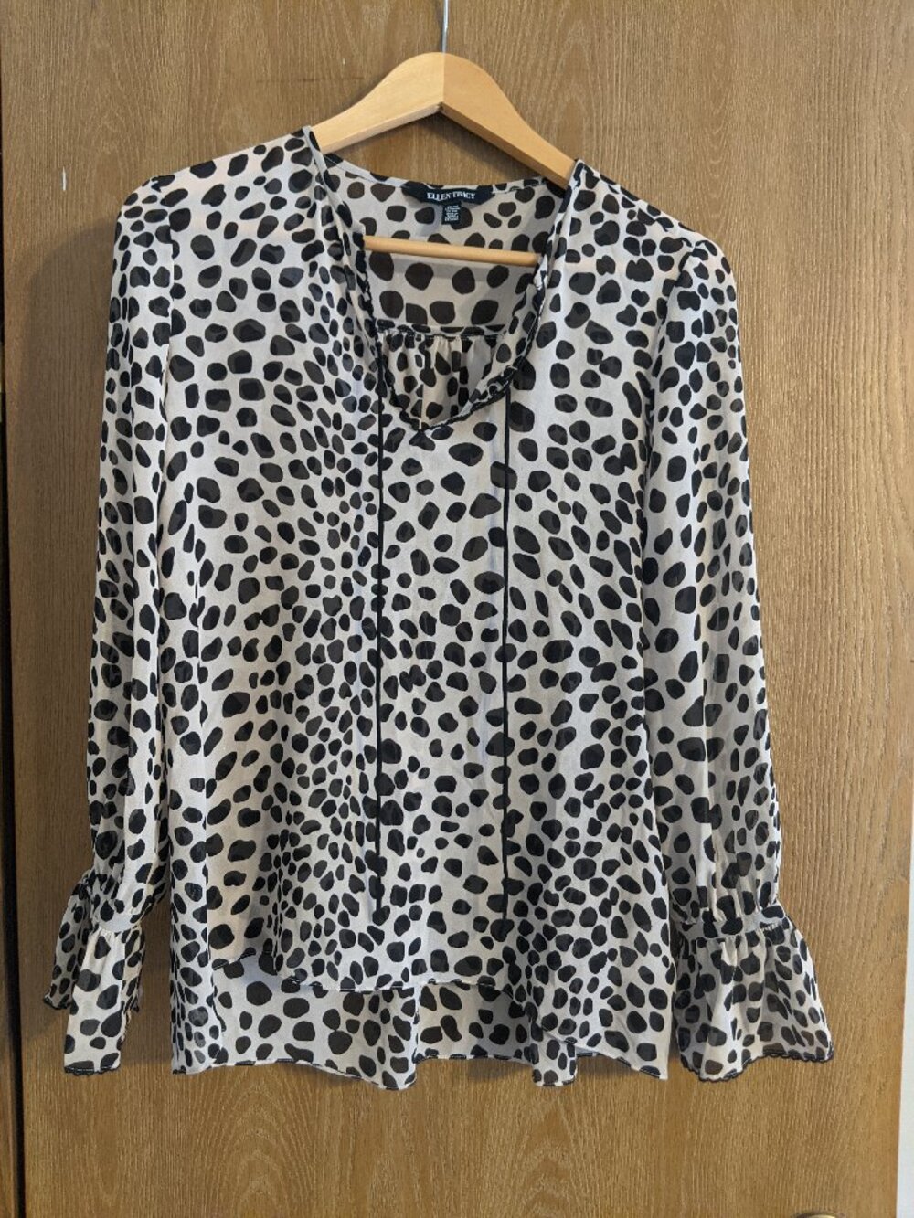 Ellen Tracy Animal Print Ruffle Sleeve Blouse PM